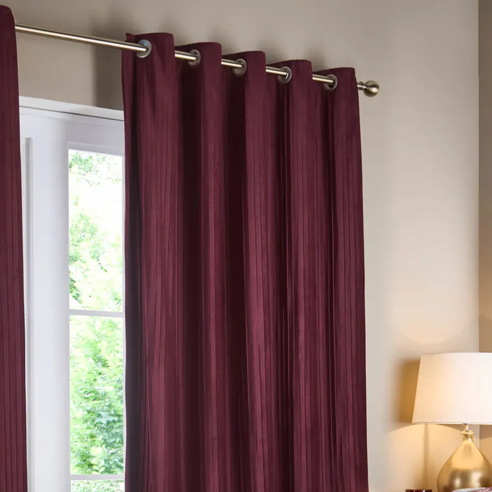 Corinthian Eyelet Curtains - Red, Velvet