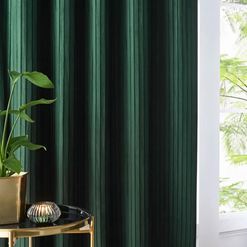 Corinthian Velvet Eyelet Curtains - Green
