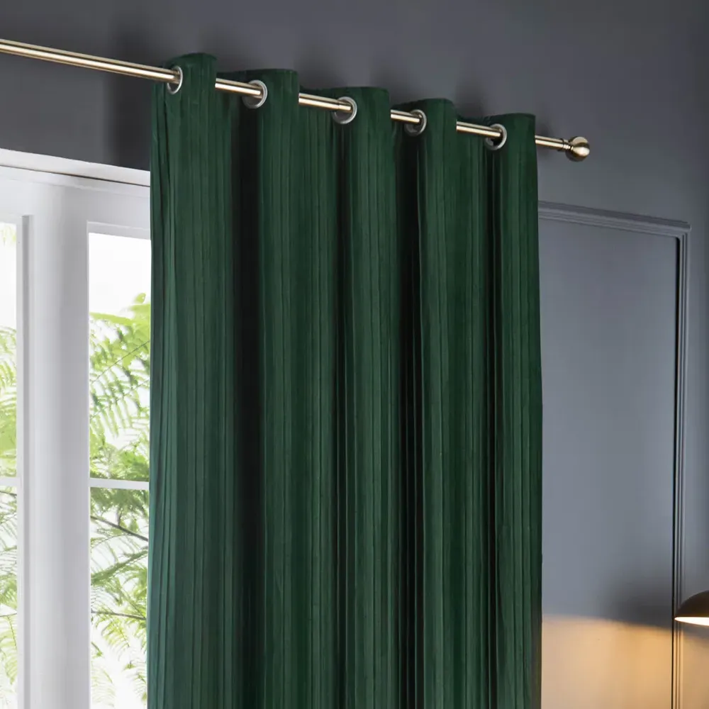 Corinthian Velvet Eyelet Curtains - Green