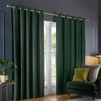 Corinthian Velvet Eyelet Curtains - Green