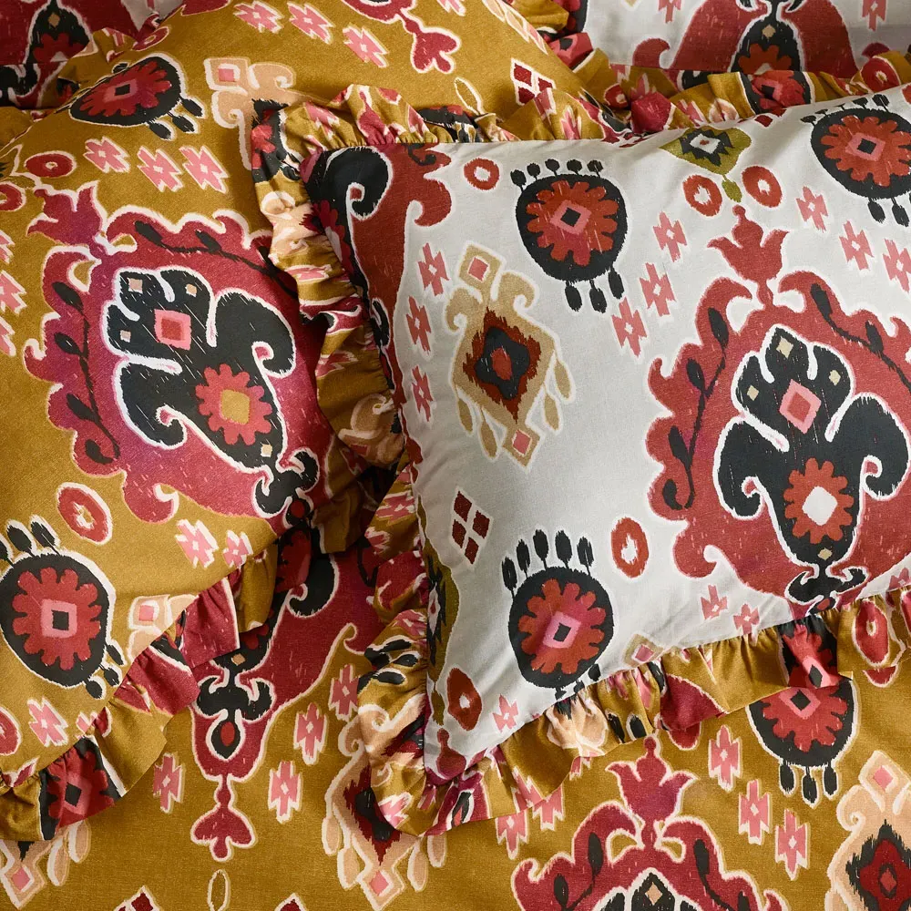 Dawson Ikat King Size Reversible Duvet Set - Amber