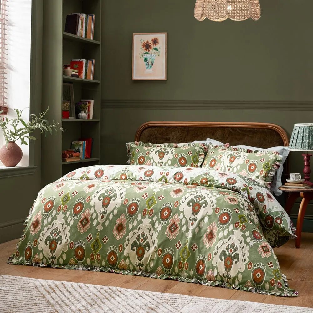 Dawson Ikat Single Reversible Duvet Set - Green image