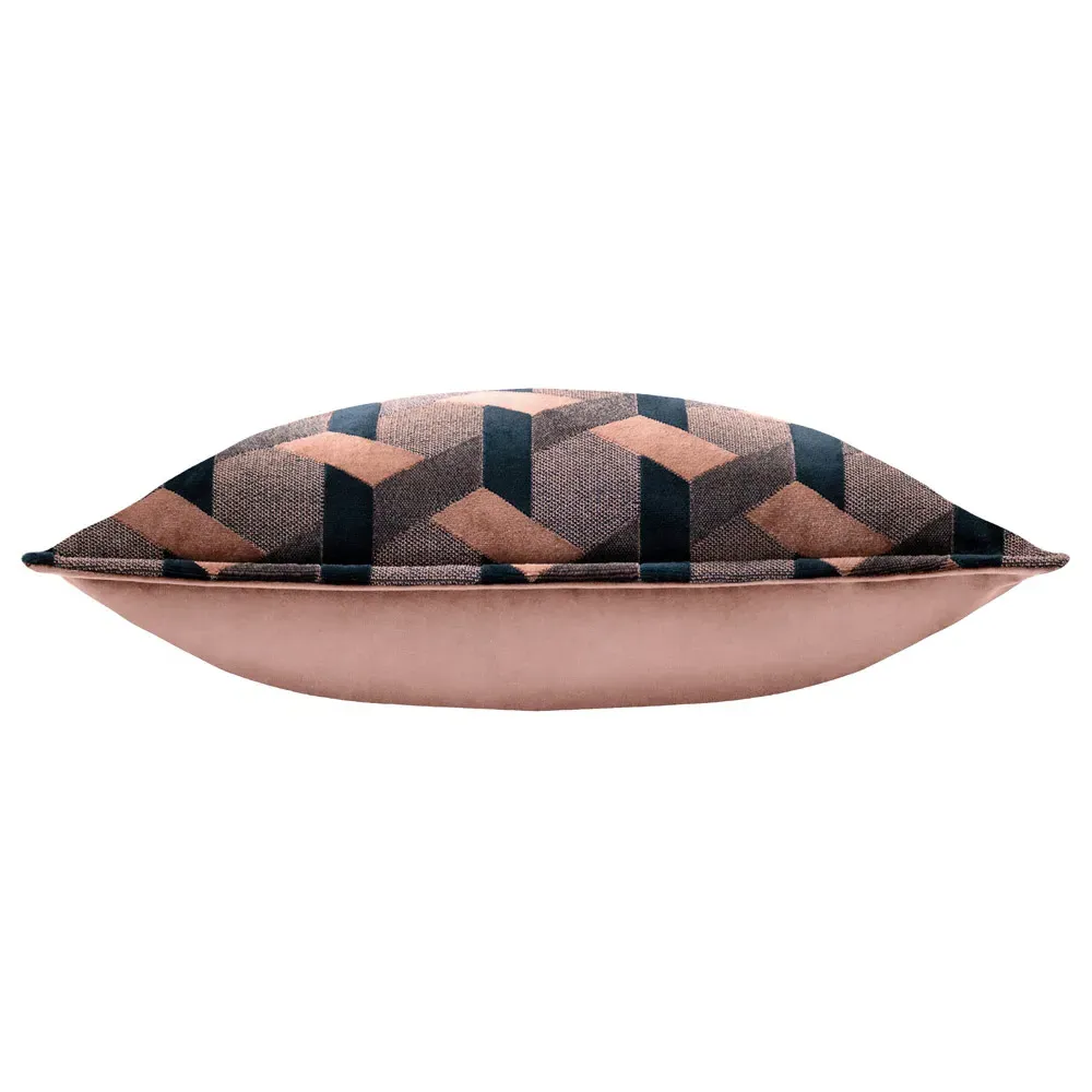 Delano Velvet Jacquard Cushion - Blush, Navy