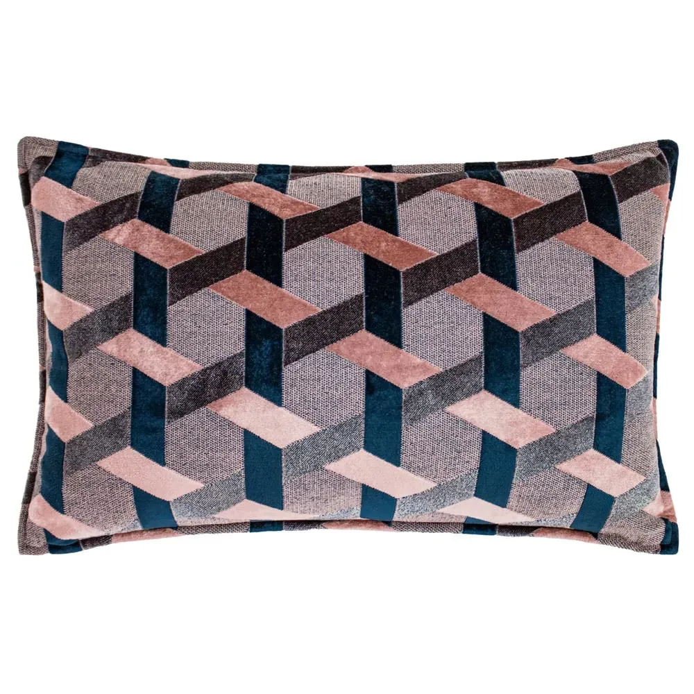 Delano Velvet Jacquard Cushion - Blush, Navy image