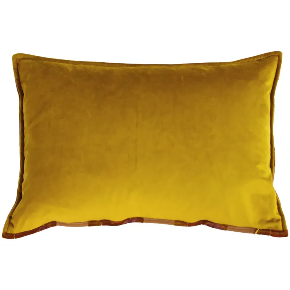 Delano Velvet Jacquard Cushion - Ochre