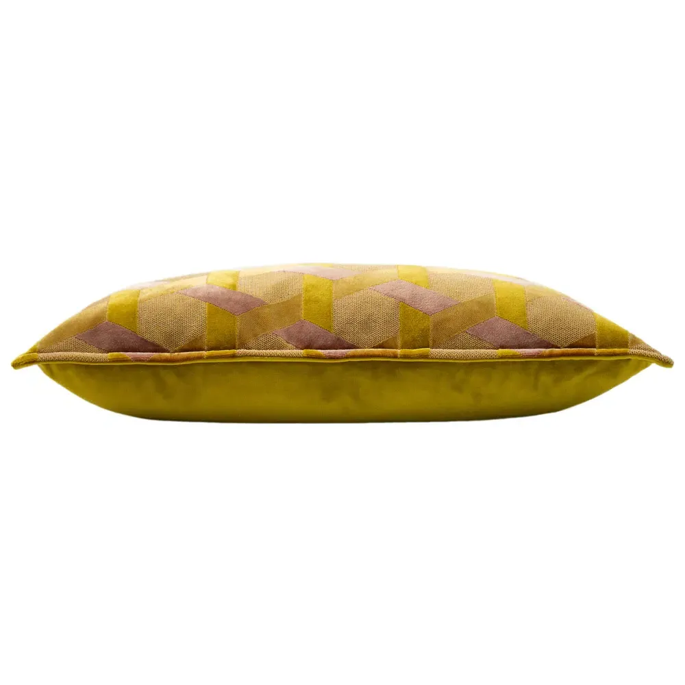 Delano Velvet Jacquard Cushion - Ochre