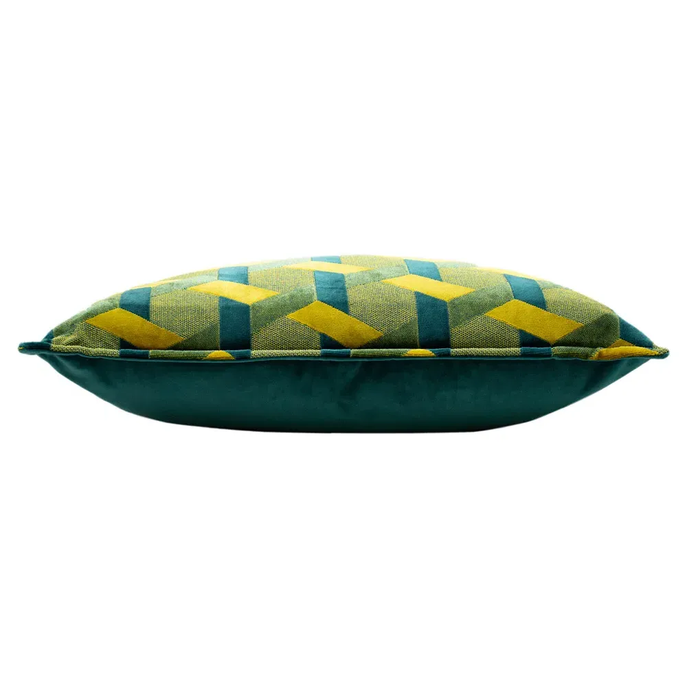 Delano Velvet Jacquard Cushion - Teal