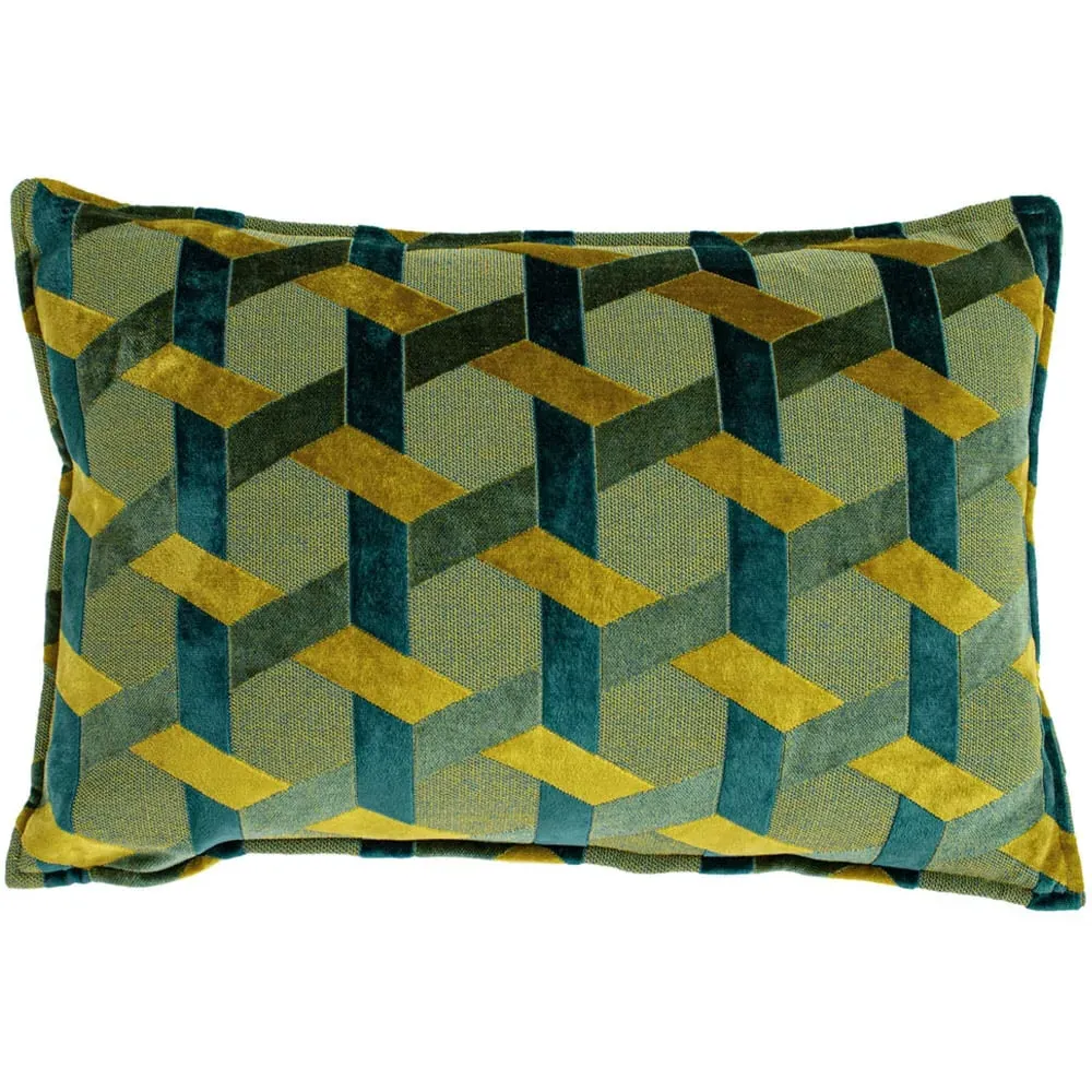 Delano Velvet Jacquard Cushion - Teal