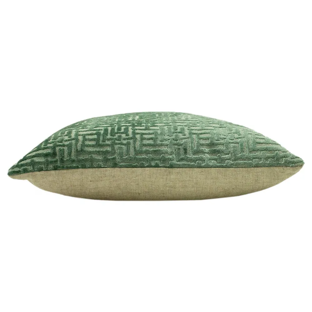 Delphi Cushion - Mint, Velvet Jacquard