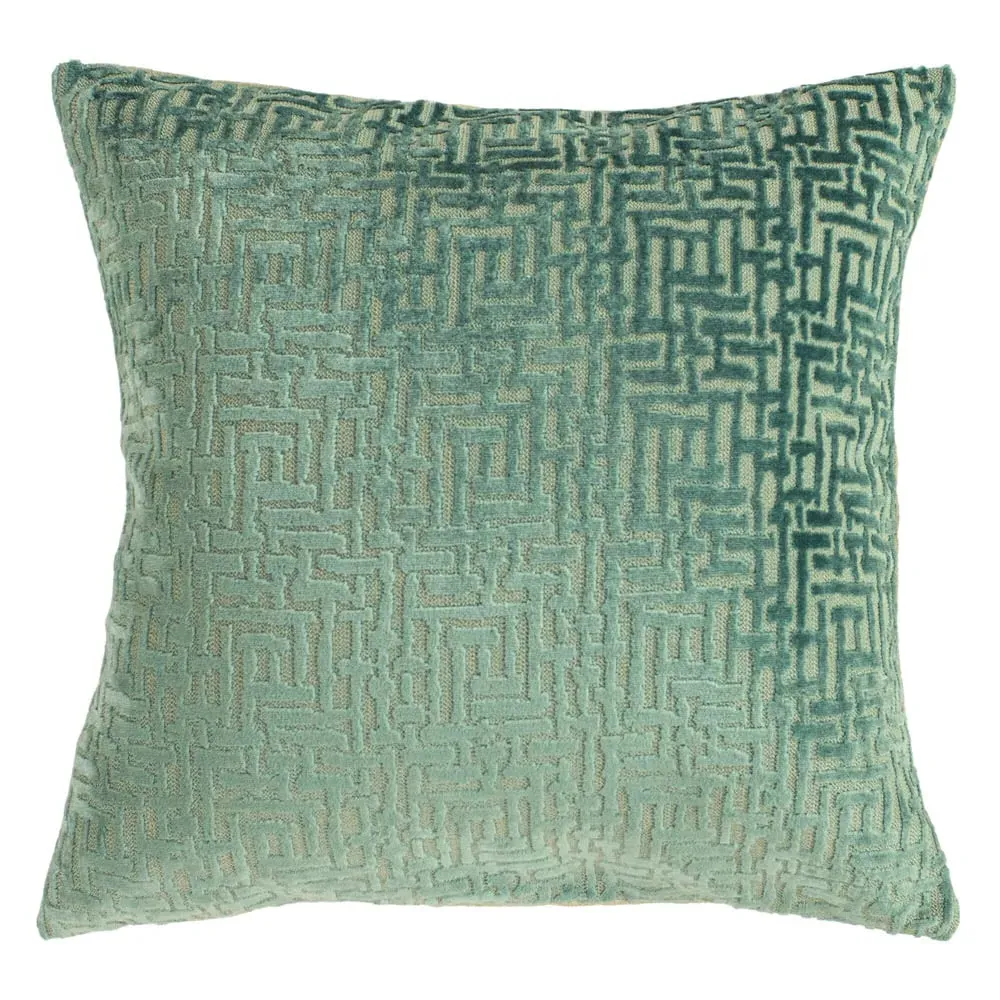 Delphi Cushion - Mint, Velvet Jacquard