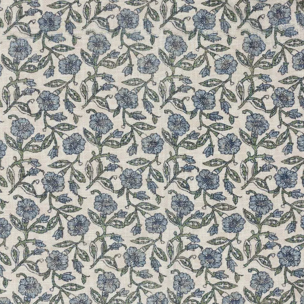 Delphine Printed Cotton Throw - Blue