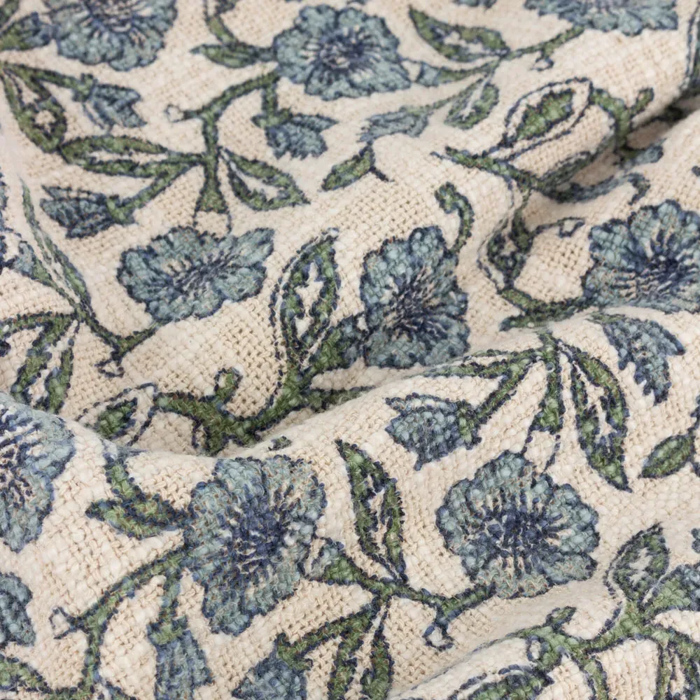 Delphine Printed Cotton Throw - Blue