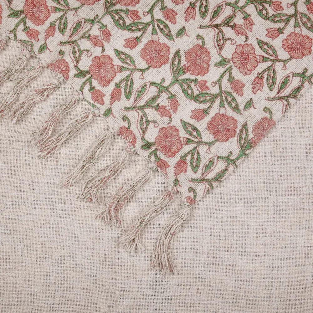 Delphine Printed Cotton Throw - Coral