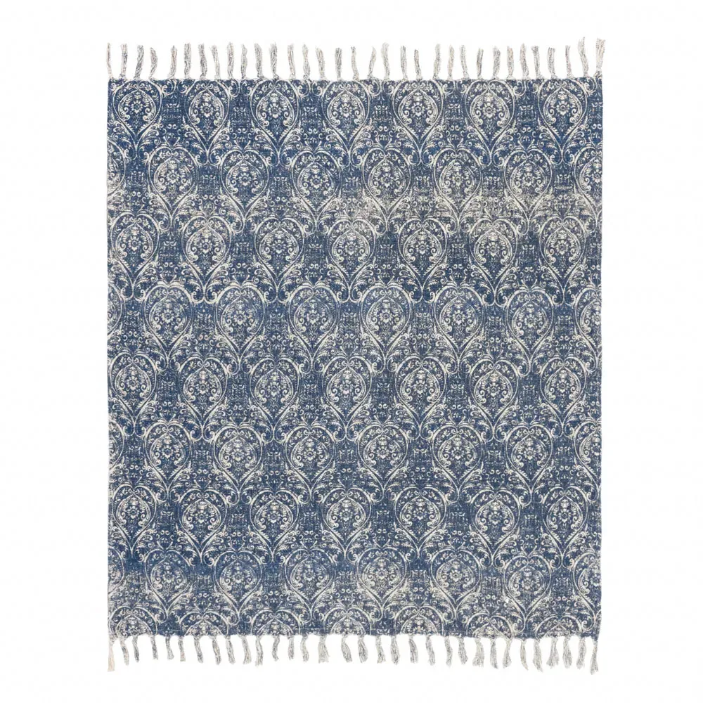 Durelle Printed Throw - Blue, Cotton