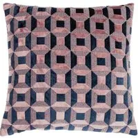 Empire Velvet Jacquard Cushion - Blush and Navy