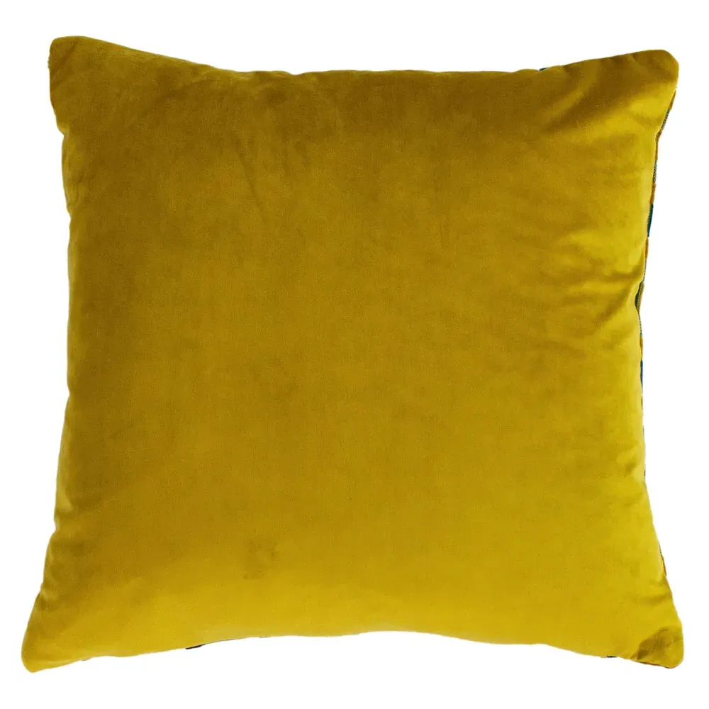 Empire Velvet Jacquard Cushion - Teal, Gold