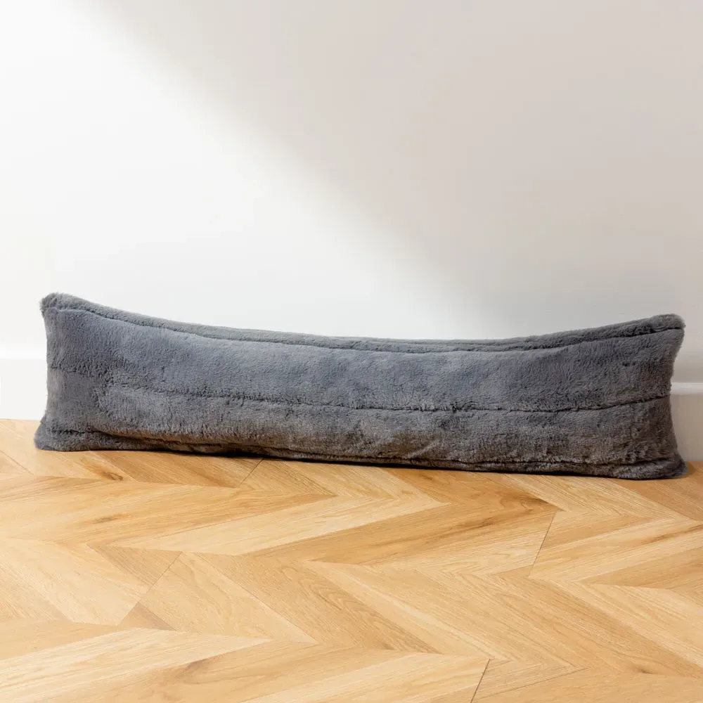 Empress Draught Excluder with Reversible Design - Charcoal, Faux Fur