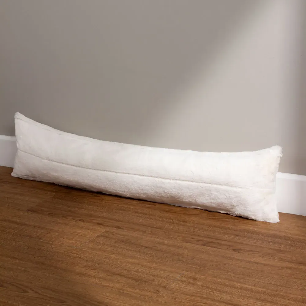 Empress Draught Excluder with Reversible Design - Cream, Faux Fur