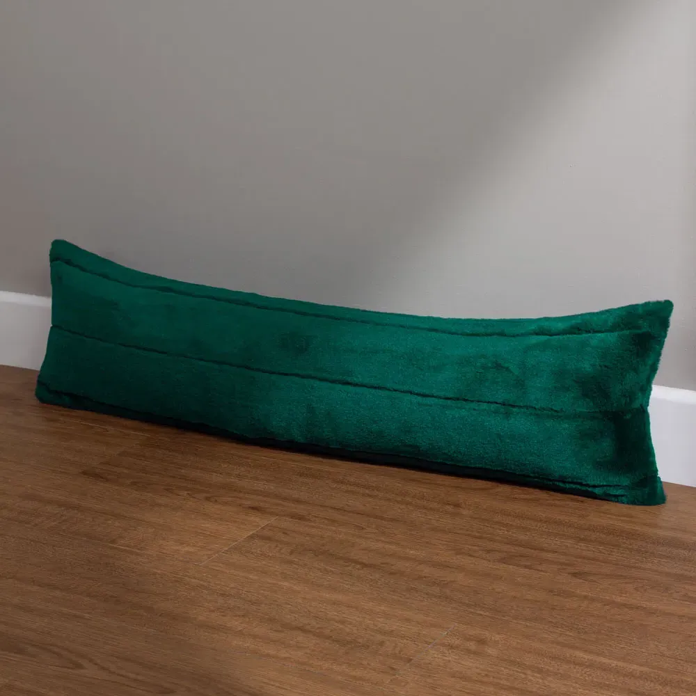 Empress Draught Excluder with Reversible Design - Emerald, Faux Fur