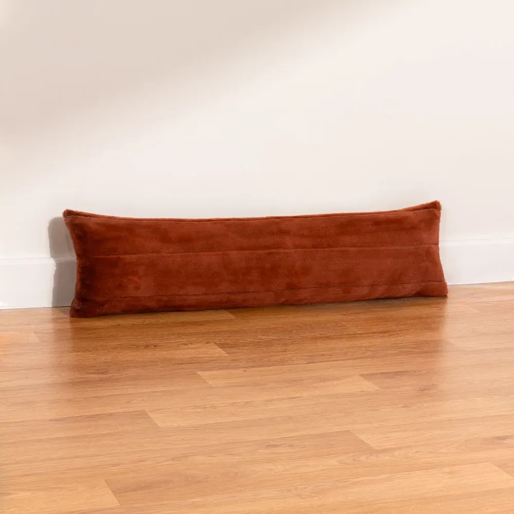 Empress Draught Excluder with Reversible Design - Rust, Faux Fur
