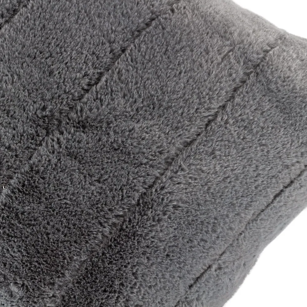 Empress Faux Fur Cushion - Charcoal