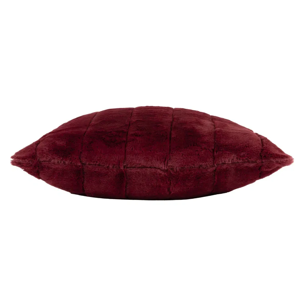 Empress Faux Fur Cushion - Ruby