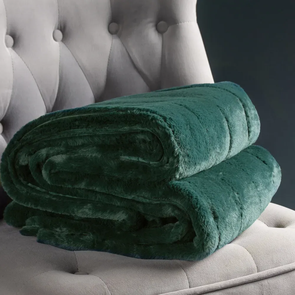 Empress Faux Fur Throw - Emerald Green