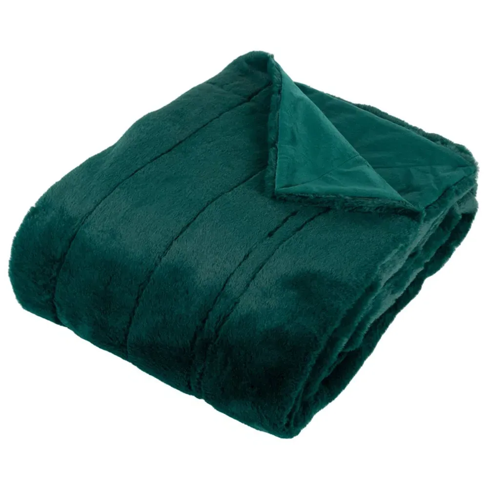 Empress Faux Fur Throw - Emerald Green