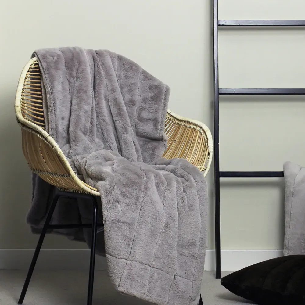 Empress Faux Fur Throw - Grey