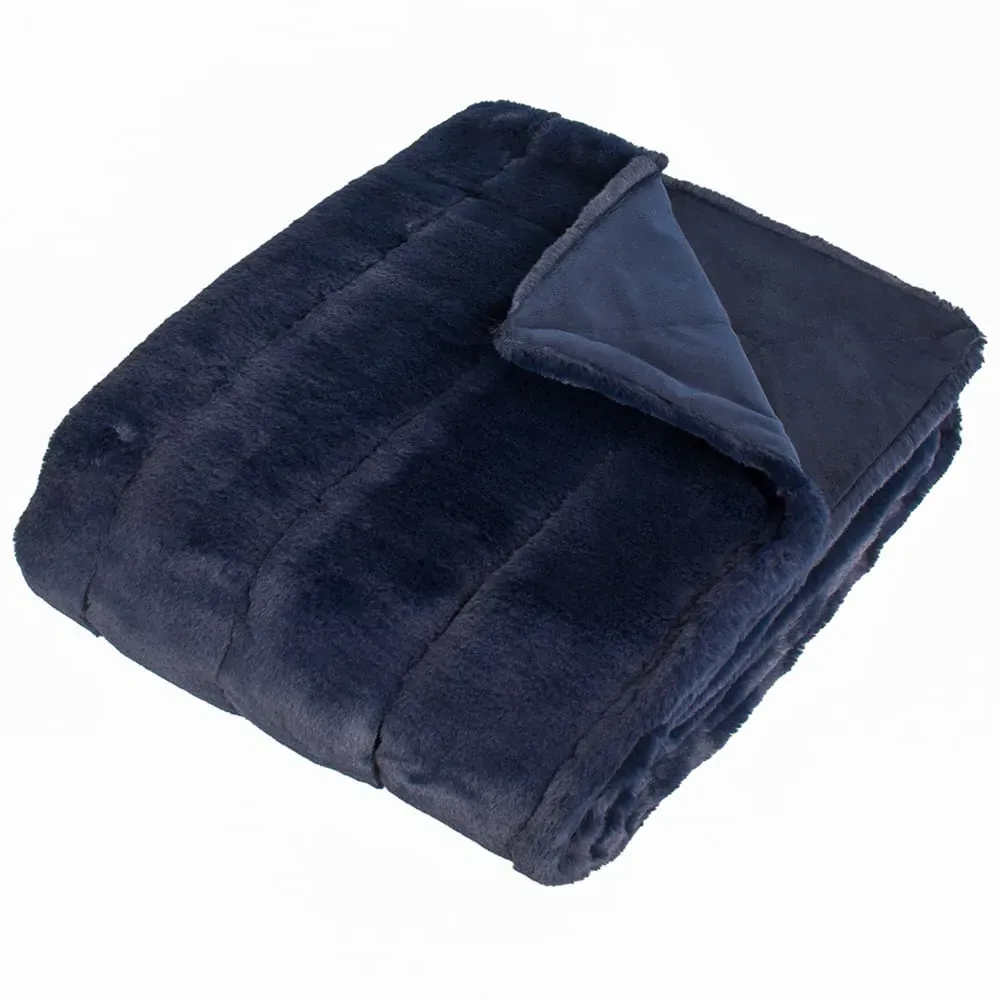 Empress Faux Fur Throw - Navy