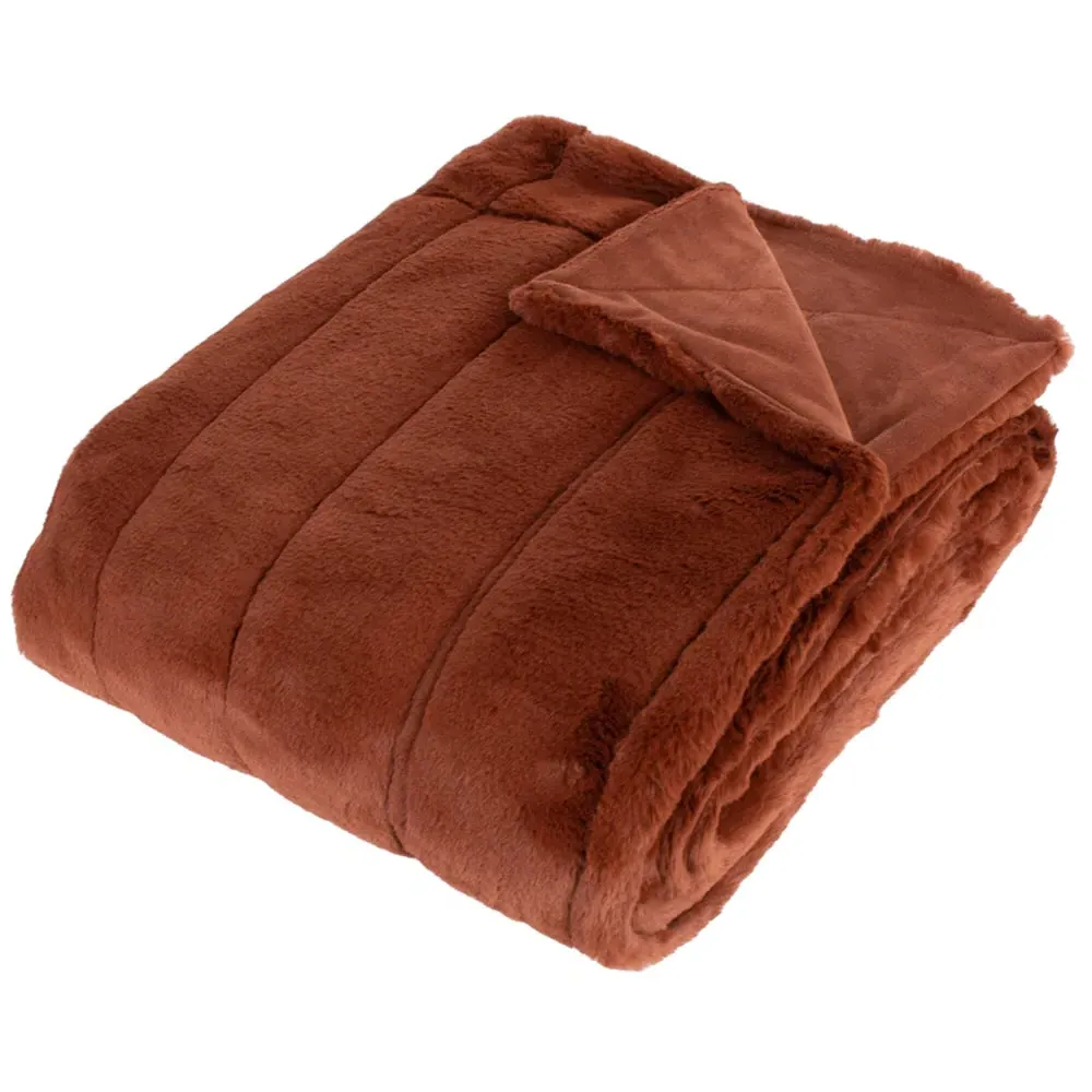 Empress Faux Fur Throw - Rust