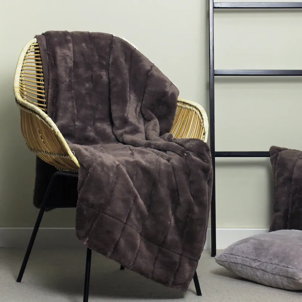 Empress Faux Fur Throw - Taupe