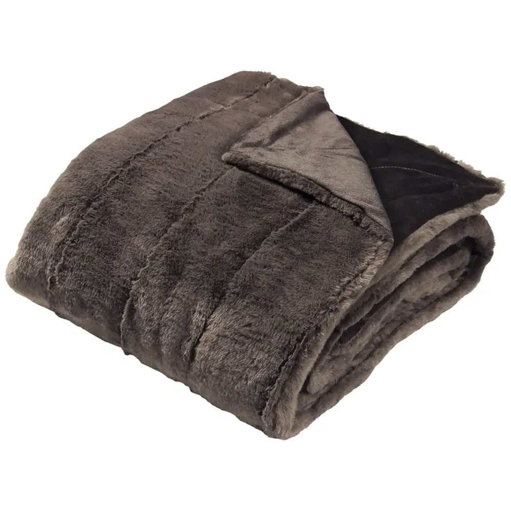 Empress Faux Fur Throw - Taupe