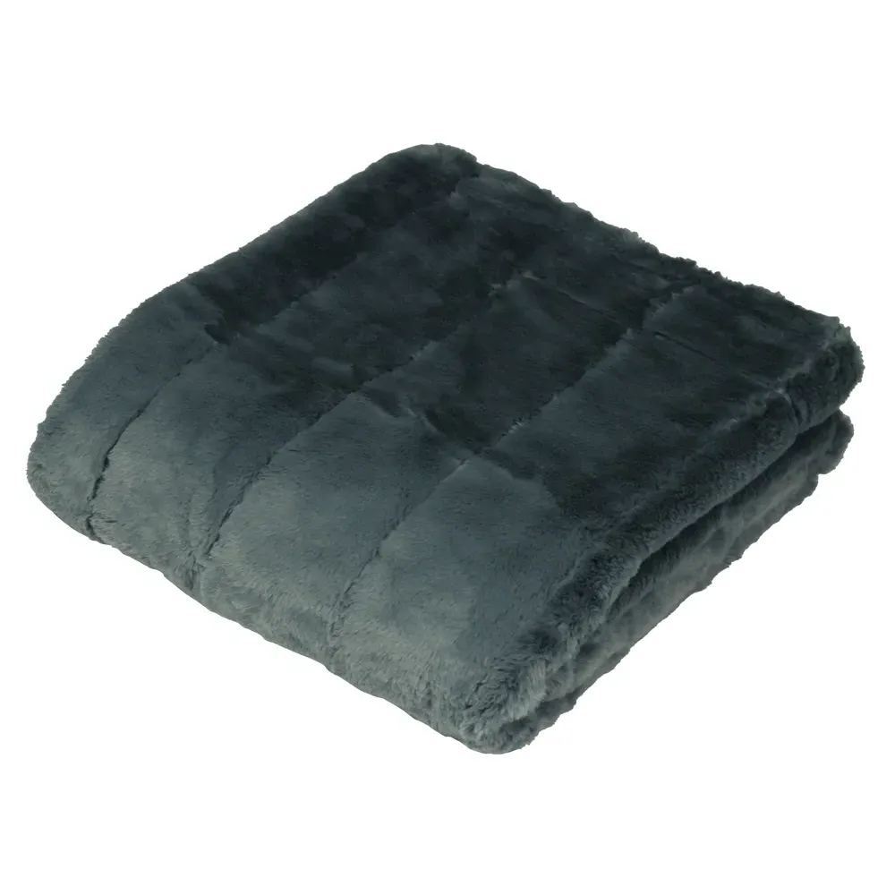 Empress Large Faux Fur Throw - Charcoal