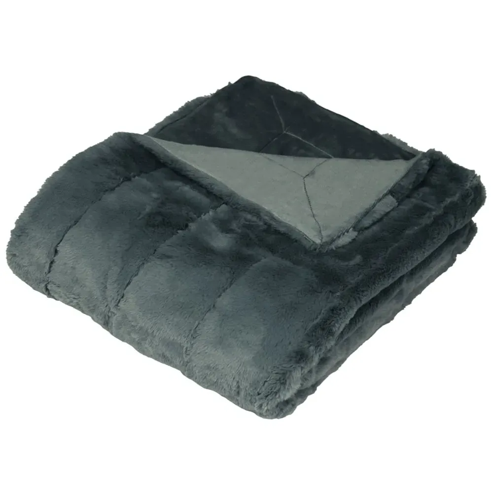 Empress Large Faux Fur Throw - Charcoal