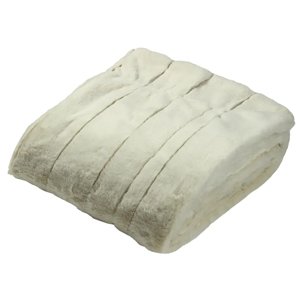 Empress Large Faux Fur Throw - Cream