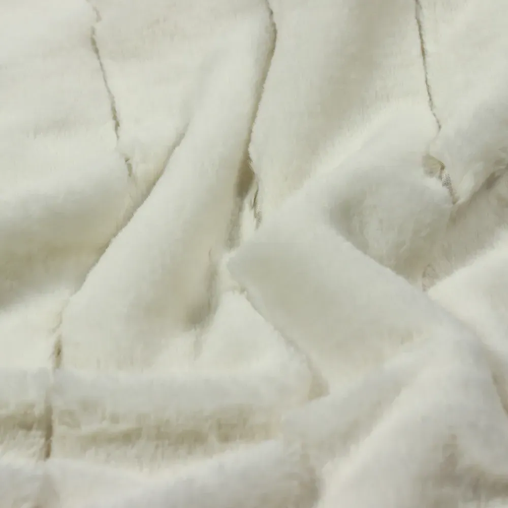 Empress Large Faux Fur Throw - Cream