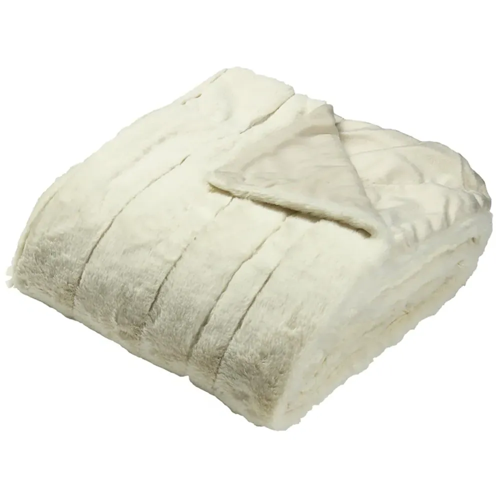 Empress Large Faux Fur Throw - Cream
