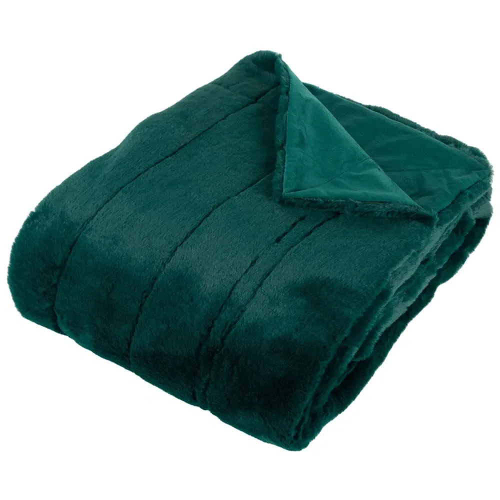 Empress Large Faux Fur Throw - Emerald Green