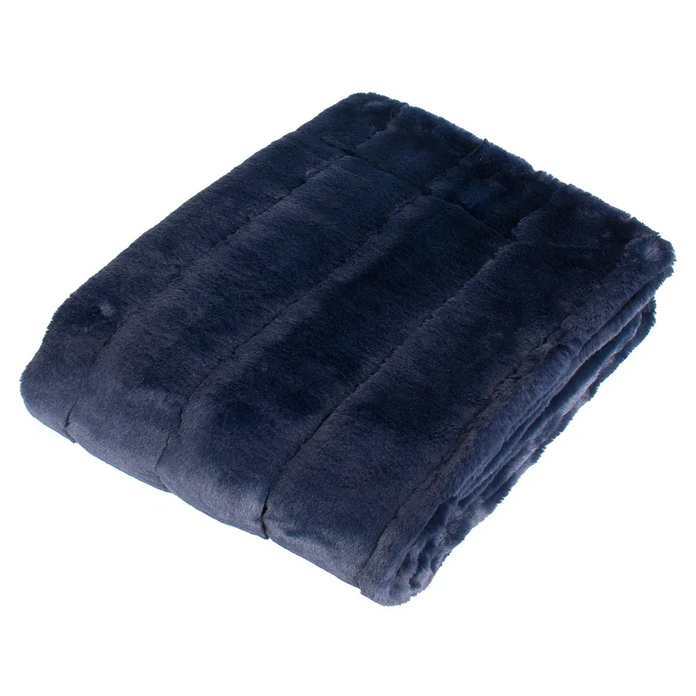 Empress Large Faux Fur Throw - Navy