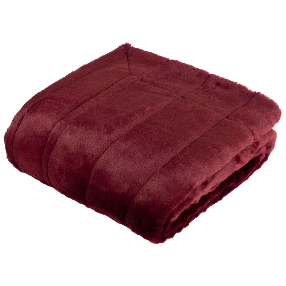 Empress Large Faux Fur Throw - Ruby