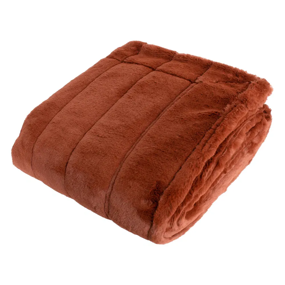 Empress Large Faux Fur Throw - Rust