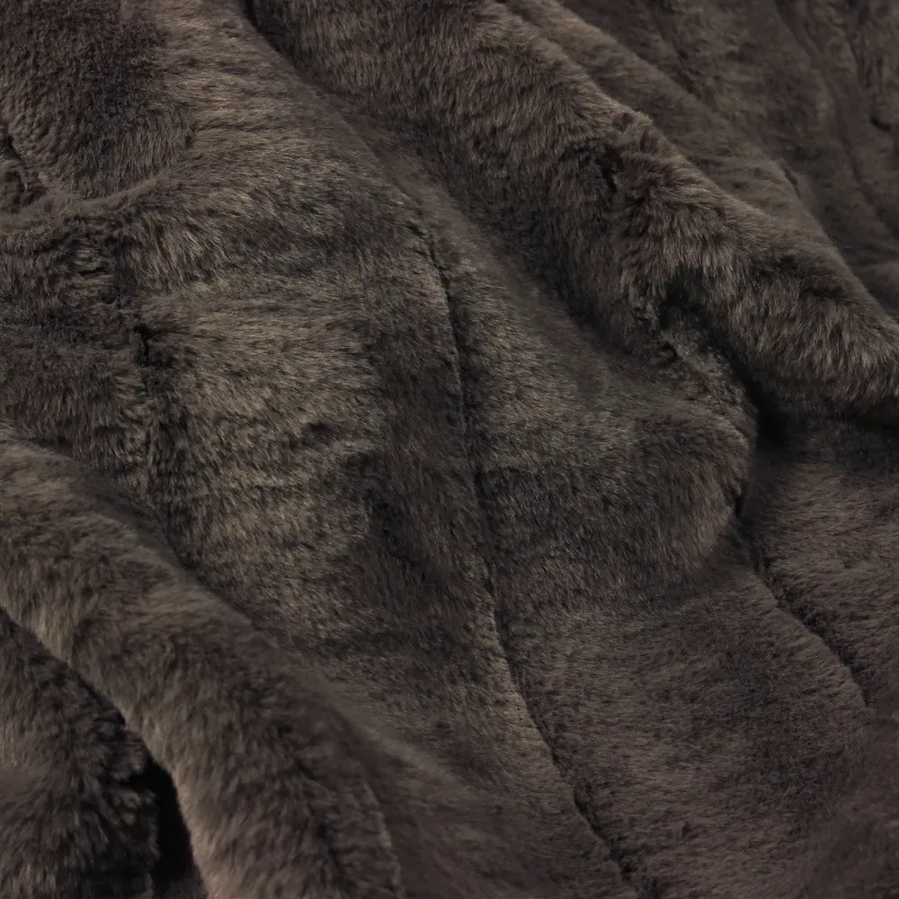 Empress Large Faux Fur Throw - Taupe