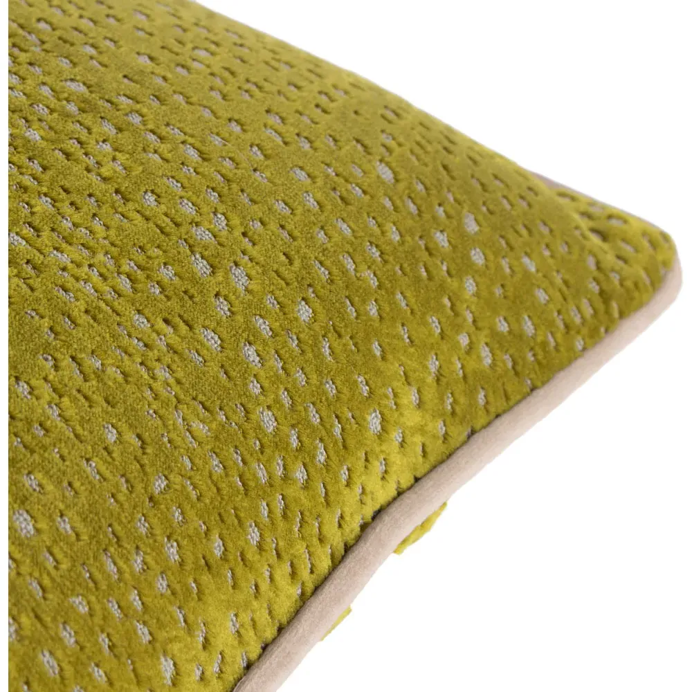 Estelle Spotted Cushion - Moss and Taupe, Cut Velvet
