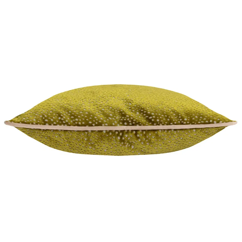Estelle Spotted Cushion - Moss and Taupe, Cut Velvet