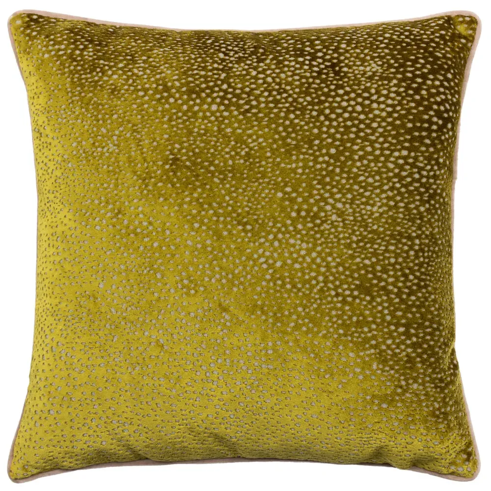 Estelle Spotted Cushion - Moss and Taupe, Cut Velvet image