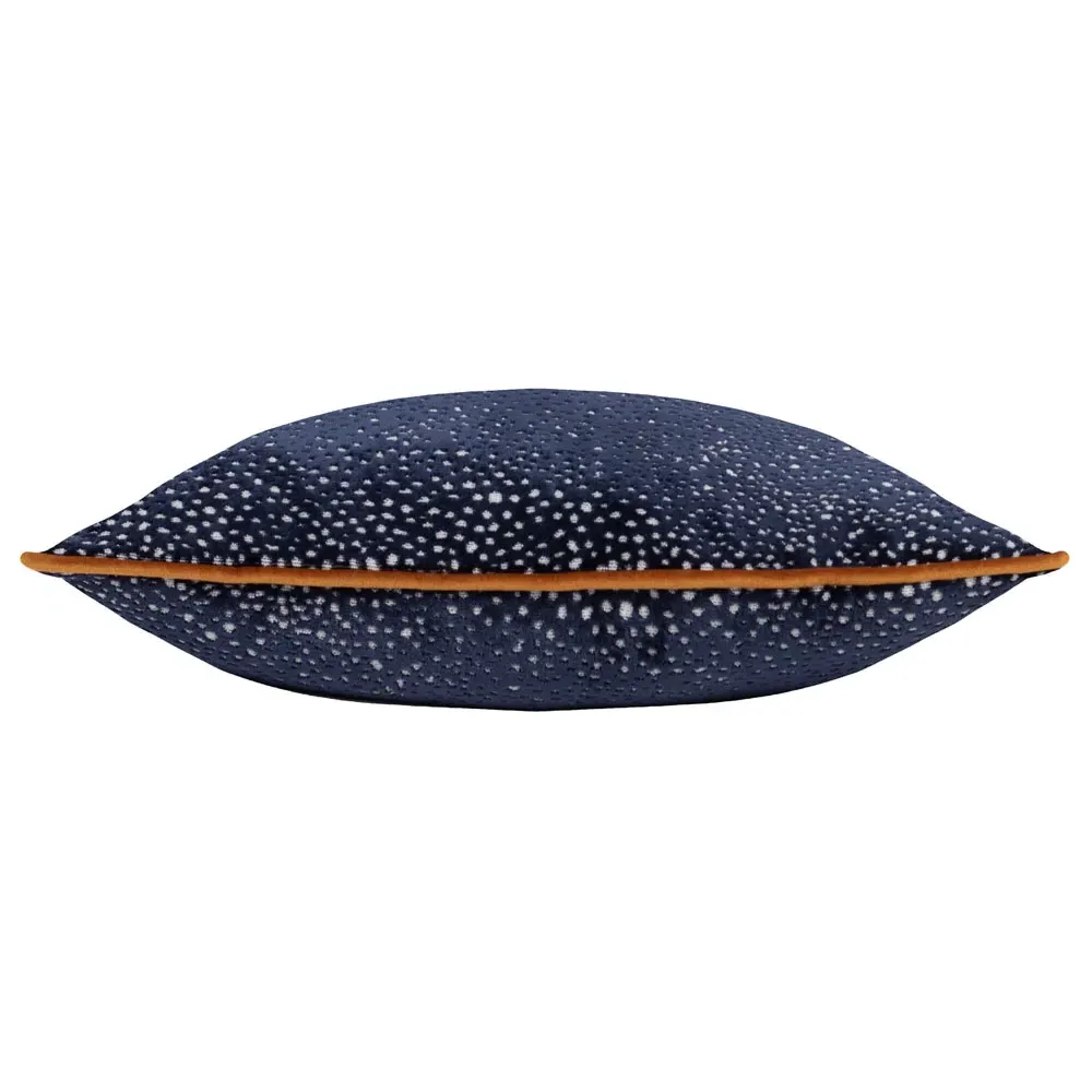 Estelle Spotted Cushion - Navy and Ginger, Cut Velvet