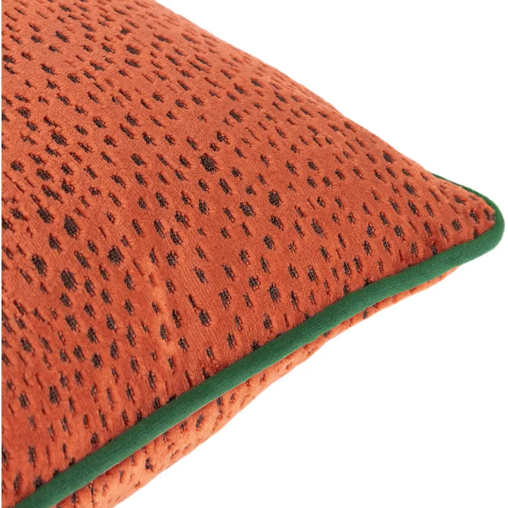 Estelle Spotted Cushion - Paprika and Teal, Cut Velvet