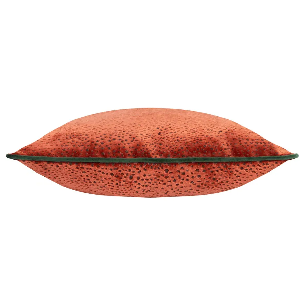 Estelle Spotted Cushion - Paprika and Teal, Cut Velvet