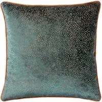 Estelle Spotted Cushion - Teal and Rust, Cut Velvet